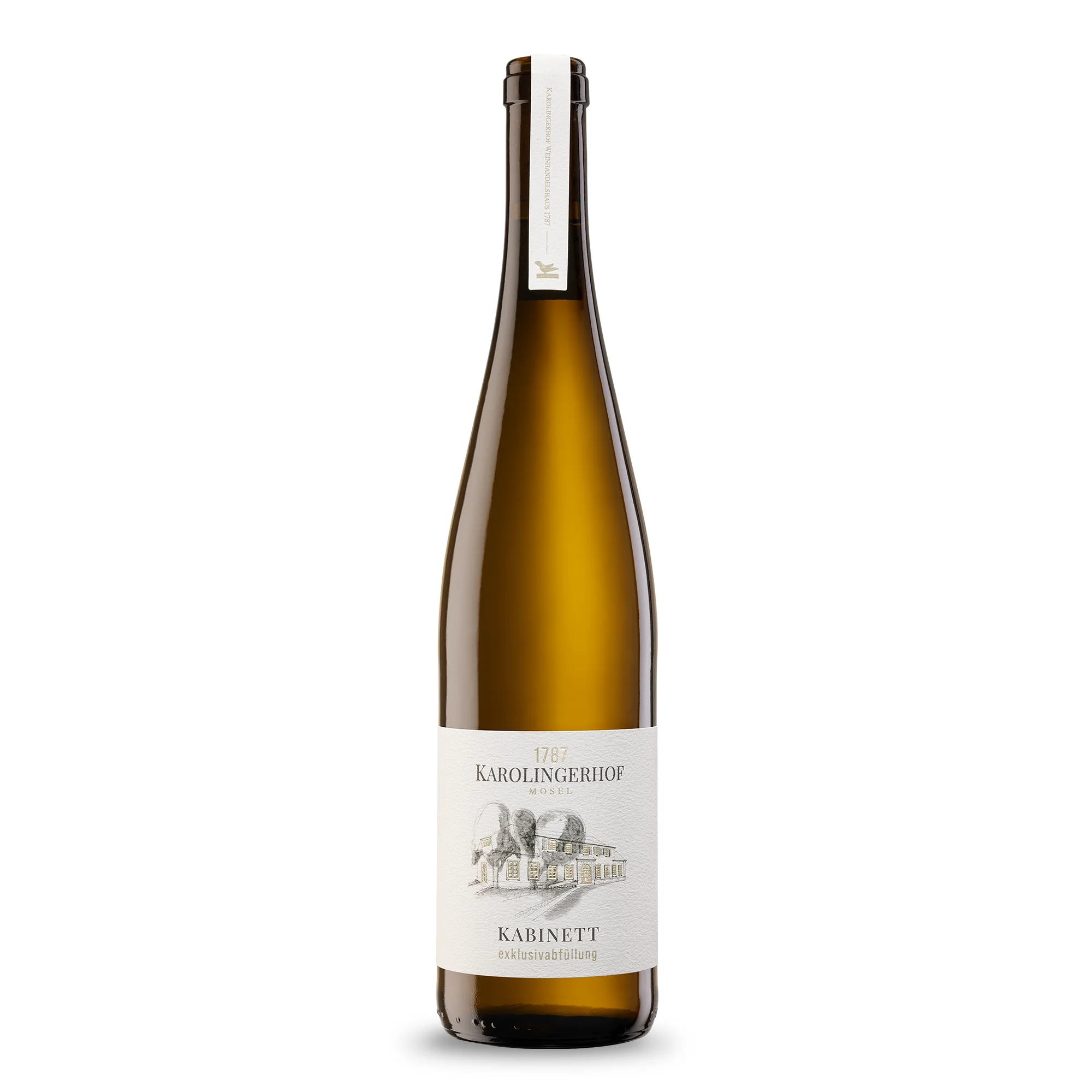 Kröver Nacktarsch Riesling Kabinett fruchtsüß, weltbekannter und traditioneller Prädikatswein von Karolingerhof 1787 aus Kröv an der Mosel
